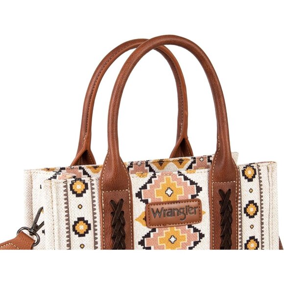 Women White Canvas Cotton Western Shoulder Purses Bohol Aztec Satchel Handbags - Picture 2 of 6